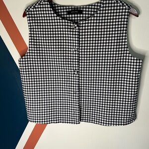 Navy and White Gingham Sleeveless Top Old Money